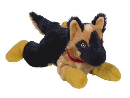 Mäkká pískacia hračka pre psy v tvare ležiaceho psa rasy - Nemecký ovčiak od Nobby o dĺžke 35cm