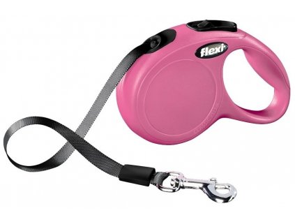 Samonavíjacie vodítko pre psy pre psov do 15kg Flexi New Classic S páska 5m v ružovej farbe