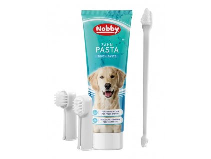 Zubná pasta so zubnými kefkami pre psy so sviežou vôňou mäty pre odstránenie zubného povlaku Nobby