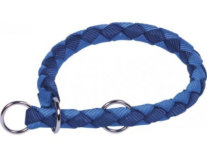 Polosťahovací obojok pre psa z pleteného nylonu CORDA vo veľkosti S-M a modrej farbe