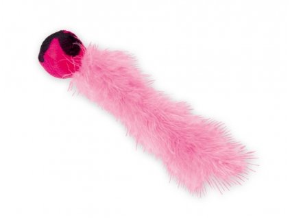 Chrastivá plyšová lopta s dlhým chvostom pre mačky Nobby o dĺžke 24cm v ružovej farbe