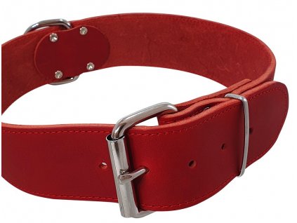 Extra široký obojok pre psov zo šitej hovädzej kože vo vintage vzhľade Nobby Tabil XL-XXL červený
