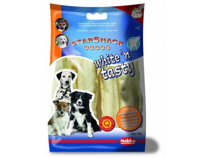 Snack pre psov z byvolej kože obohatený o vápnik Nobby White and Tasty rolky 100g 5ks
