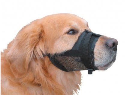 Pohodlný bezpečnostný náhubok pre psy vyrobený z nylonu od Nobby veľkosť 4 v čiernej farbe