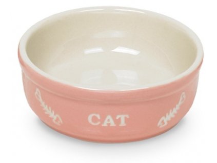 Kvalitná ťažká miska pre mačky na vodu a krmivo s priemerom 13,5cm a objemom 240ml Nobby Cat ružová