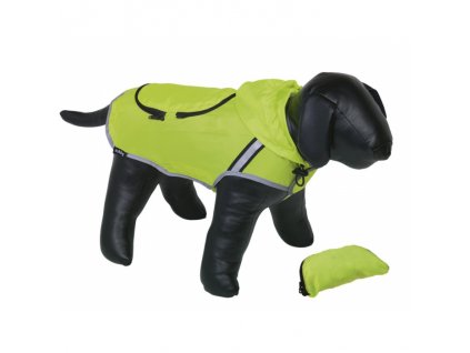 Pršiplásť pre psy Nobby Rainy 26cm s reflexnými pruhmi a odopínateľnou kapucňou neónovo-žltá