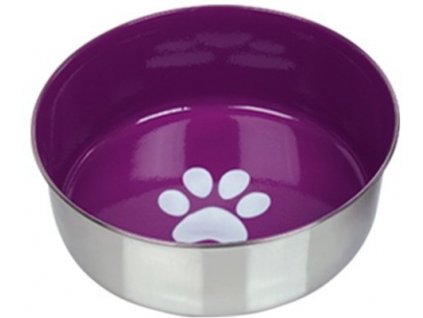 Nerezová miska pre psy a mačky na vodu a krmivo s priemerom 17cm a objemom 950ml Nobby Paw M fialová