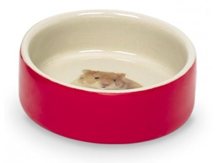 Malá keramická miska pre hlodavce s lesklou glazúrou a obrázkom škrečka na dne Nobby Hamster červená