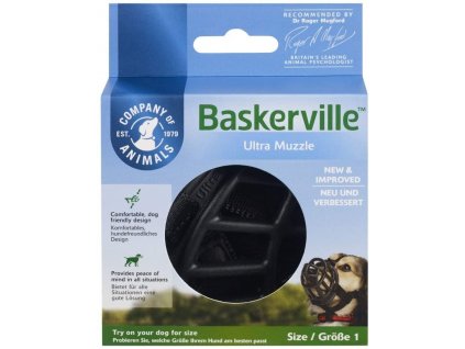 Najkvalitnejší náhubok pre psy vyrobený z mäkkej gumy s 3 možnosťami uchytenia Baskerville 1