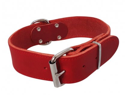 Extra široký obojok pre psov zo šitej hovädzej kože vo vintage vzhľade Nobby Tabil L-XL červený
