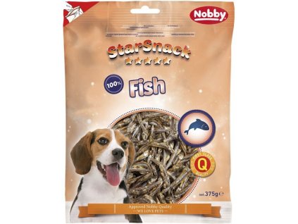 Pochúťka pre psy zo sušených ančovičiek Nobby Starsnack Fish 375g so 6% tuku.