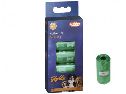 Pevné sáčky na exkrementy pre psy so vzorom kostičiek Nobby TidyUp vo farbe zelená, 4 rolky