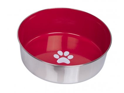 Nerezová miska pre psy a mačky na vodu a krmivo s priemerom 24cm a objemom 2,7l Nobby Paw XL červená