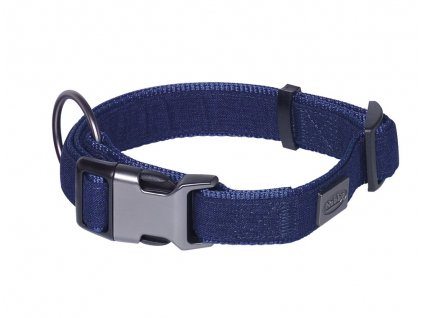 Látkový modrý obojok pre psov v unikátnom dizajne Nobby Linen Deluxe XS-S