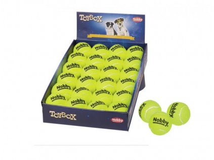 Hračka pre stredných psov tennisová lopta s povrchom šetrným pre zuby s pískatkom od Nobby M 24ks