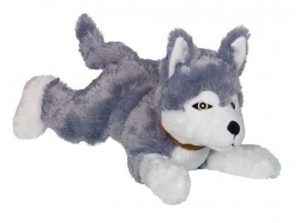 Mäkká pískacia hračka pre psy v tvare ležiaceho psa rasy - Husky od Nobby o dĺžke 35cm