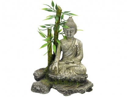 Dekorácia do akvária z polyresinu Nobby Zen Statue with Bamboo 16cm - Zen socha s bambusom