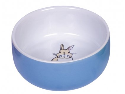Miska pre králiky, morčatá a hlodavce z keramiky s priemerom 11cm Nobby Rabbit v modrej farbe