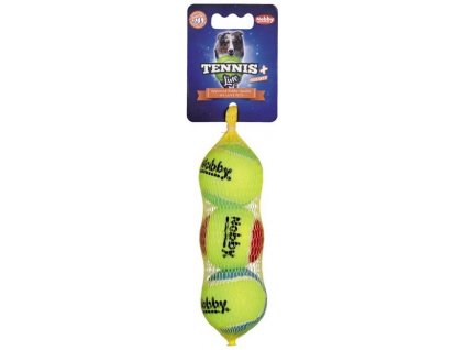 Hračka pre malých a stredných psov tennisová lopta s povrchom šetrným pre zuby psa s pískatkom S 3ks