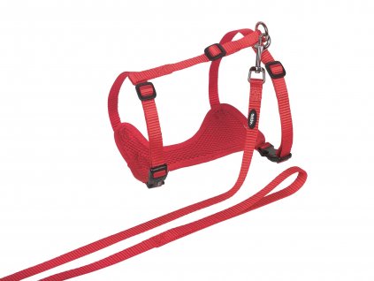 Pohodlný nylonový postroj s vodítkom pre mačky s výstužením na hrudi Nobby Mesh L-XL červená