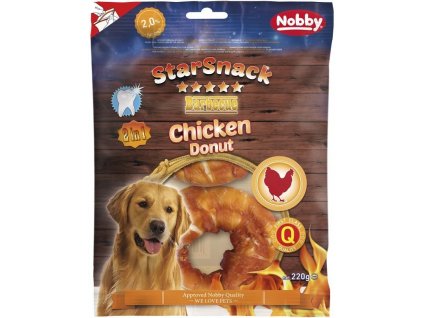 Kurací prírodný pamlsok pre psa Nobby StarSnack BBQ Chicken Donut L 10cm v balení 2ks