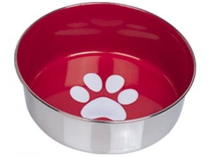 Nerezová miska pre psy a mačky na vodu a krmivo s priemerom 14cm a objemom 450ml Nobby Paw S červená