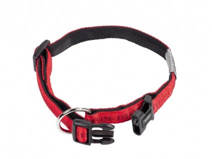 Obojok pre psy z dvojvrstvového nylónu Soft Grip M-L pre obvod krku 40-55 cm v červenej farbe