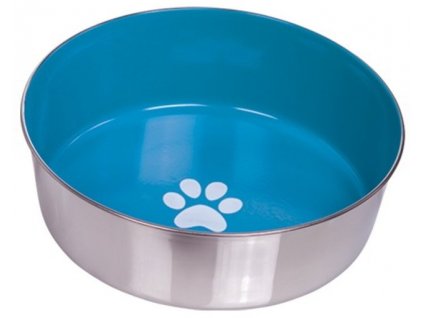 Nerezová miska pre psy a mačky na vodu a krmivo s priemerom 24cm a objemom 2,7l Nobby Paw XL modrá