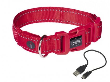 Obojok pre psa s LED svetlom pre lepšiu viditeľnosť až na 400m Nobby Flash Mesh S-M červený