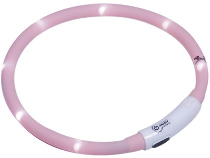 Svietiaci obojok pre šteniatka s LED nabíjaním pre lepšiu viditeľnosť Nobby Puppy S 45cm ružový