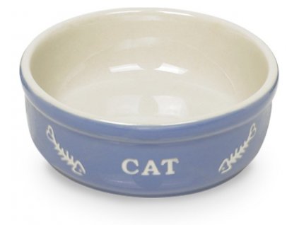 Kvalitná ťažká miska pre mačky s priemerom 13,5cm a objemom 240ml Nobby Cat svetlomodrá