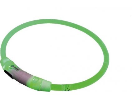Plastový svietiaci obojok pre psy s LED nabíjaním pre lepšiu viditeľnosť Nobby Visible M zelená