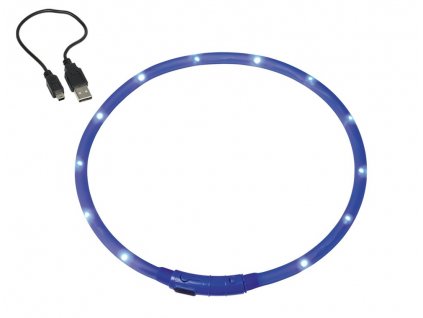 Silikónový svietiaci obojok pre psy s LED nabíjaním pre lepšiu viditeľnosť Nobby Visible L modrá