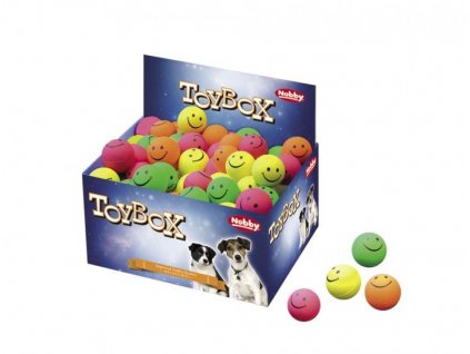 Vtipné penové loptičky pre menších psov Nobby Smiley Ball S o veľkosti 4,7cm v balení 72ks
