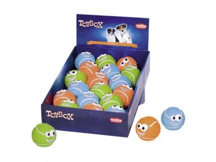 Kvalitné latexové hračky pre psy na dĺhú zábavu Nobby Happy Lopta v displayi o 18ks