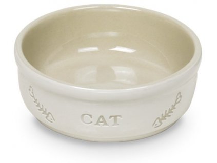 Kvalitná ťažká miska pre mačky na vodu a krmivo s priemerom 13,5cm a objemom 240ml Nobby Cat biela