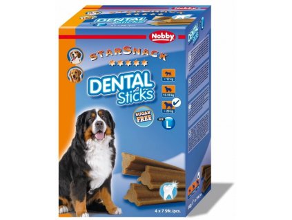 Dentálne maškrty pre psy nad 20kg pre starostlivosť o chrup Nobby Dental Sticks L v balení 28ks