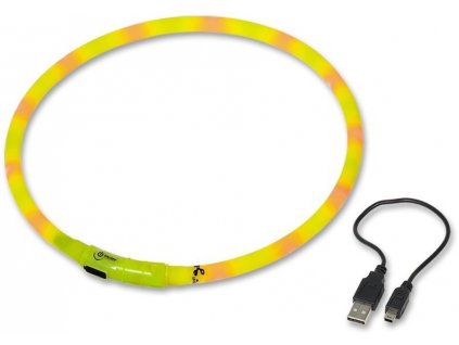 Silikónový svietiaci obojok pre psy s LED nabíjaním pre lepšiu viditeľnosť Nobby Visible L žltá