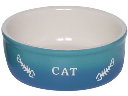 Keramická miska pre mačky na vodu a krmivo Nobby Gradient Cat modrá 250ml