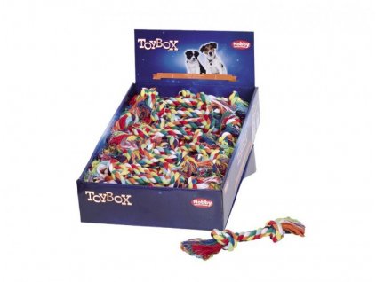 Lanová hračka pre psov na hryzenie a naťahovanie Nobby Lano farebné 50g s 2 uzlami 36ks