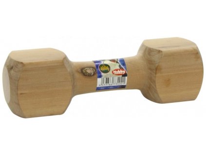 Pevná aportovacia hračka pre psy z glejených veľmi tvrdých driev v tvare činky Nobby 400g
