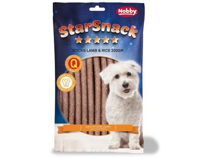 Pochúťka pre psov chutné ohybné tyčinky z jahňacieho a ryže Nobby StarSnack Lamb'n Rice 200g