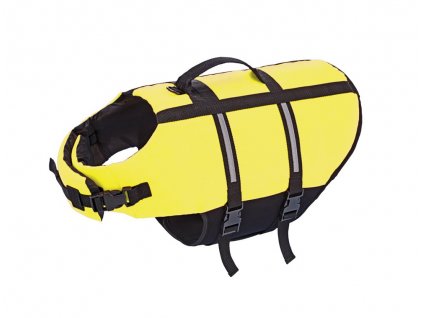 Reflexná záchranná plávajúca vesta pre psy Nobby v žltej farbe a veľkosti M