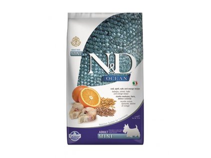 Farmina N&D AG OCEAN: Krmivo pre dospelé psy malé s treskou a pomarančom