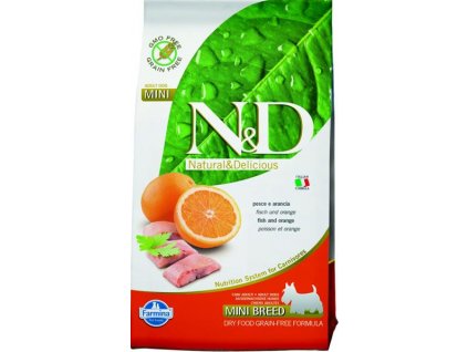 Farmina N&D GF Mini Adult 7kg: ryby a pomaranč bez obilnín pre malé dospelé psy