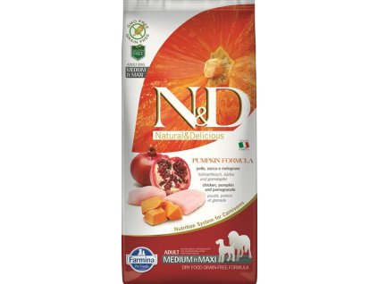 Farmina N&D Pumpkin: kura a pomaranč bez obilnín pre psy stredné a veľké dospelé psy 12 kg