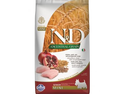 Farmina N&D AG 2,5 kg: kura, špalda, ovos a granátové jablko pre staršie malé psy