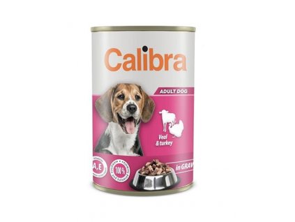 Calibra Dog konzerva 1240 g: morka a teľacie v omáčke pre dospelé psy