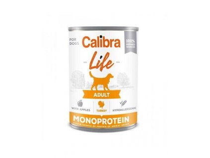 Calibra Dog Life 6x 400g: konzervy s morčacím a jablkom pre dospelé psy