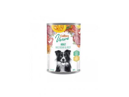 Calibra Dog Verve 6 x 400g: konzervy bez obilnín s divinou a hovädzím pre dospelé psy